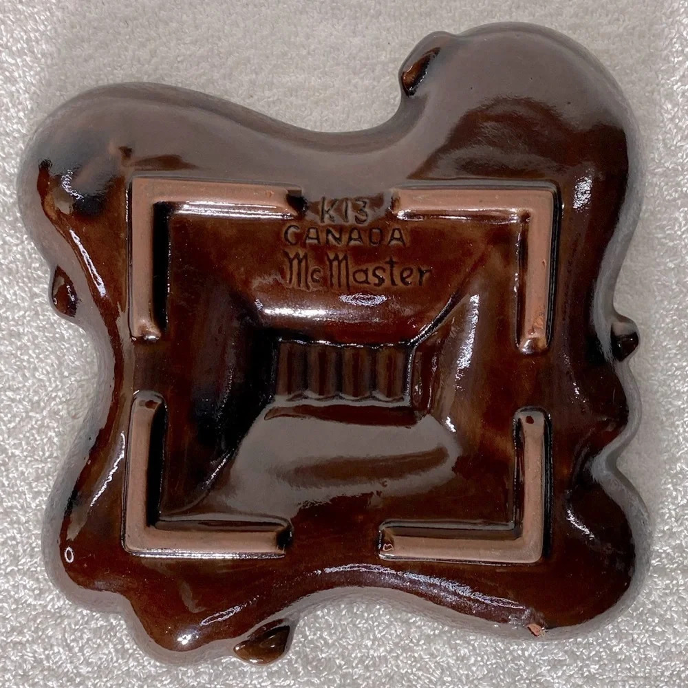 Vintage MCM K13 Canada McMaster Orange Brown Glaze Ceramic Ashtray Trinket Dish - Picture 2 of 12